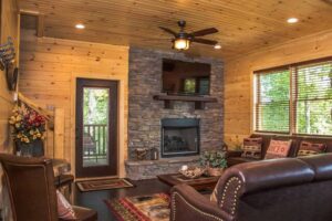 black bear getaway cabin in gatlinburg tn living room with fireplace