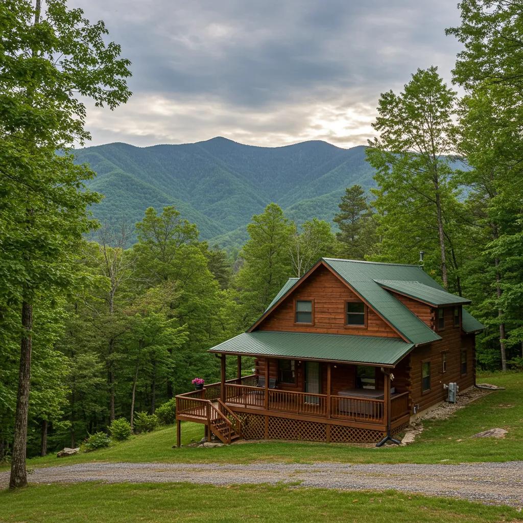 Cozy cabin in the Smoky Mountains with hot tub and scenic views