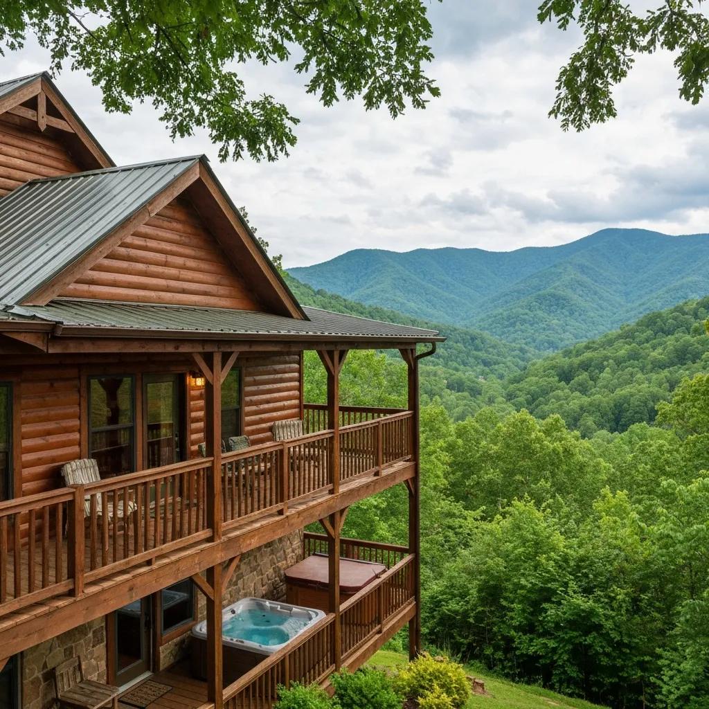 Cozy mountain cabin in Pigeon Forge TN with hot tub and scenic views