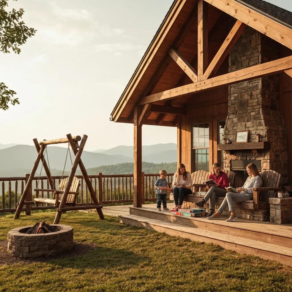 Family enjoying a game room in a Pigeon Forge cabin, highlighting family-friendly amenities