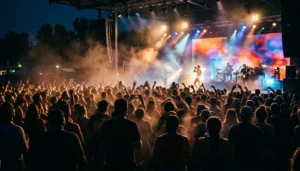Crowd silhouettes at a live Dollywood concert, a top family activities Pigeon Forge TN experience for all ages
