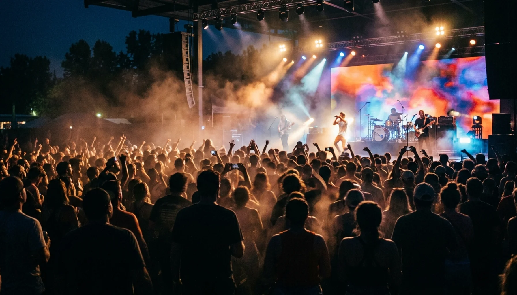 Crowd silhouettes at a live Dollywood concert, a top family activities Pigeon Forge TN experience for all ages