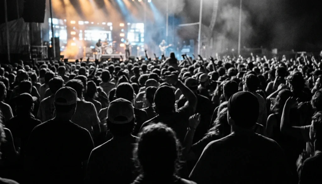Does Pigeon Forge have nightlife for adults — live outdoor music crowd at The Island at night