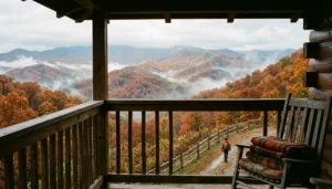 Peak fall foliage over the Smoky Mountains near Gatlinburg during the best time to visit in October
