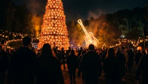 Crowd silhouettes at Dollywood Harvest Festival & Great Pumpkin LumiNights in Pigeon Forge